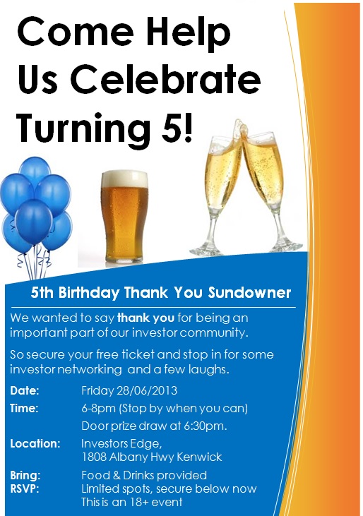 5th Birthday Sundowner Invitation