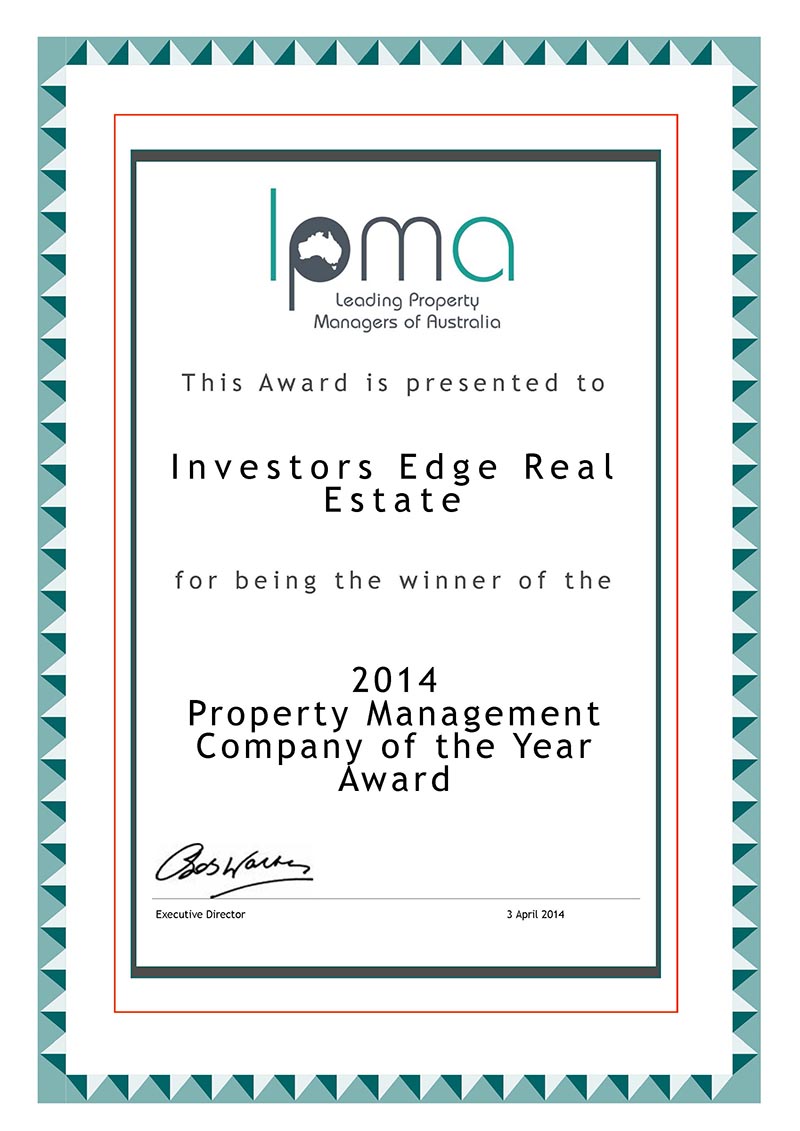LPMA 2014 Award Winner Certificates - Investors Edge Real Estate